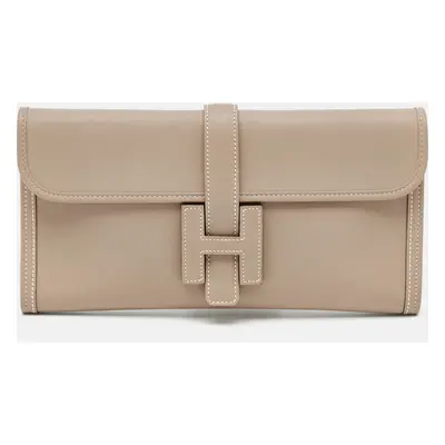 Hermes Argile Swift Leather Elan Jige Clutch