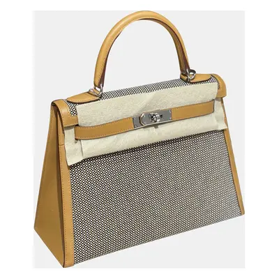 Hermes Sesame Canvas Kelly bag