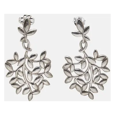 Tiffany & Co. Paloma Picasso Olive Leaf Sterling Silver Drop Earrings