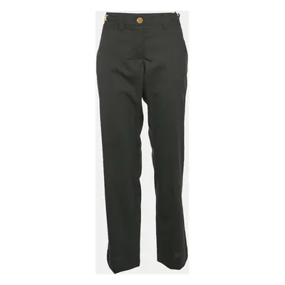 Dolce & Gabbana Black Wool Logo Metal Detail Trousers