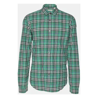 Burberry Brit Green Check Print Cotton Button Front Shirt