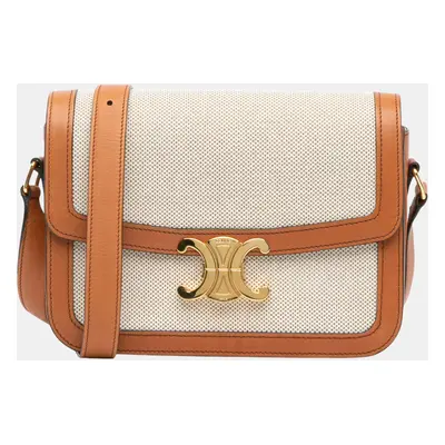 Celine Brown Teen Canvas Triomphe Crossbody Bag