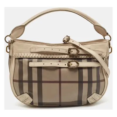 Burberry Beige Smoke Check PVC Waltham Shoulder Bag