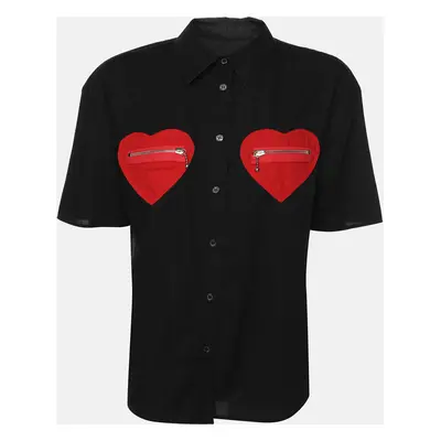 Love Moschino Black Cotton Heart Pocket Polo Shirt