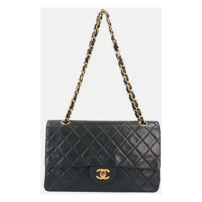 Chanel Black Lambskin Leather Classic Double Flap Shoulder Bags