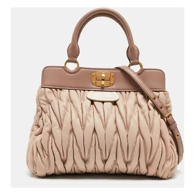 Miu Miu Tricolor Matelasse Leather Turn Lock Tote