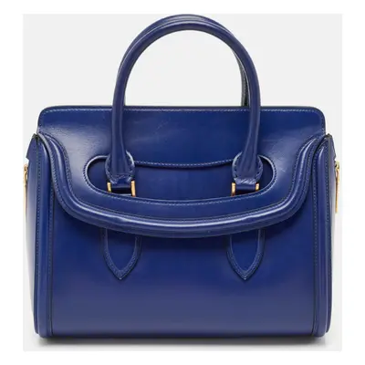 Alexander McQueen Blue Leather Medium Heroine Satchel