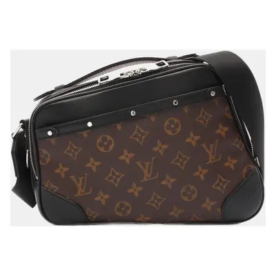 Louis Vuitton Biker Shoulder Bag Coated Canvas Leather Monogram Macassar Brown Black