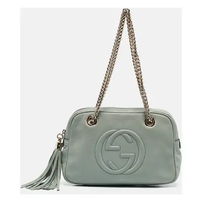 Gucci Mint Green Leather Soho Tassel Chain Shoulder Bag