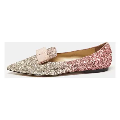 Jimmy Choo Multicolor Glitter Galan Smoking Slipper Size