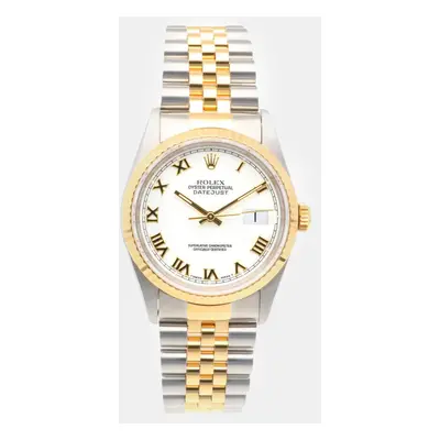 Rolex White 18k Yellow Gold Stainless Steel Datejust Automatic Men's Wristwatch mm