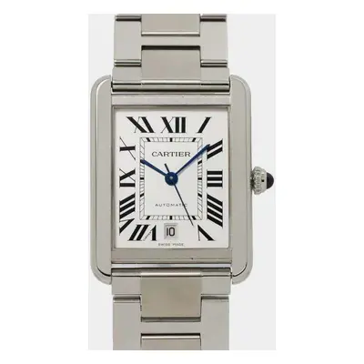 Cartier Silver Stainless Steel Tank Solo Automatic Men's Wristwatch mm