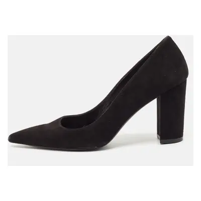 Stuart Weitzman Black Suede Pointed Toe Block Heel Pumps Size 39.5