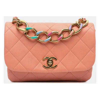 Chanel Pink Small Lambskin Color Match Flap Bag