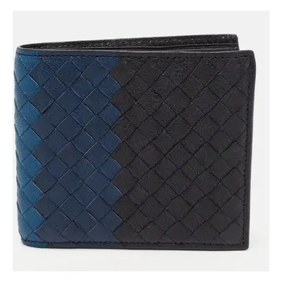 Bottega Veneta Blue Intrecciato Leather Bifold Wallet