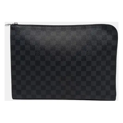 Louis Vuitton Black Coated Canvas Graphite Pochette Jour gm bag