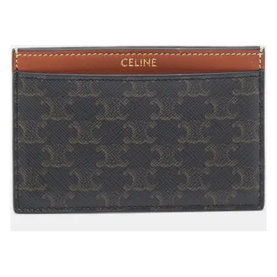 Celine Brown Macadam Coated Canvas and Leather Card Holder