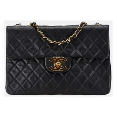 Chanel Black Lambskin Matelasse Coco Mark Chain Shoulder Bag