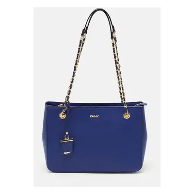 DKNY Blue Leather Bryant Park Chain Tote