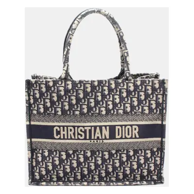 Dior Navy Blue Medium Oblique Canvas Book Tote