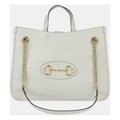 Gucci Ivory Leather Horsebit Medium Tote Bag