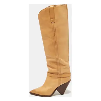 Isabel Marant Brown Leather Cowboy Knee Length Boots Size