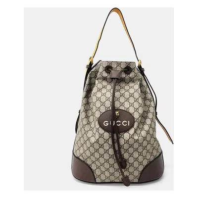 Gucci Beige Brown Coated Canvas PVC Backpack