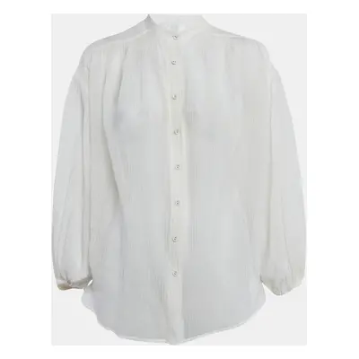 Zimmermann White Crinkle Cotton Voile Loose Fit Shirt