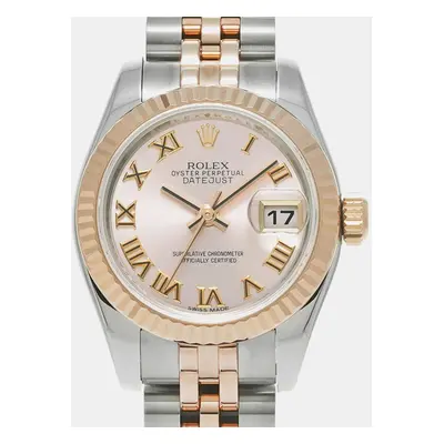 Rolex Pink 18k Rose Gold Stainless Steel Datejust Automatic Women's Wristwatch mm