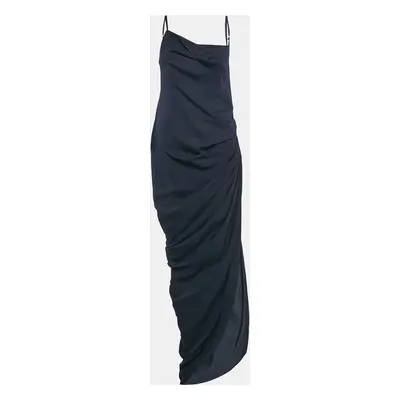 Jacquemus Navy Blue Crepe Le Splash Asymmetric Maxi Dress