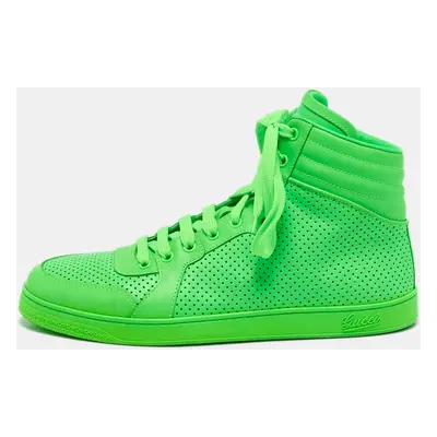 Gucci Neon Green Perforated Leather Coda High Top Sneakers Size 42.5