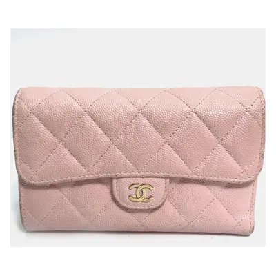 Chanel Baby pink Quilted flap Trifold wallet