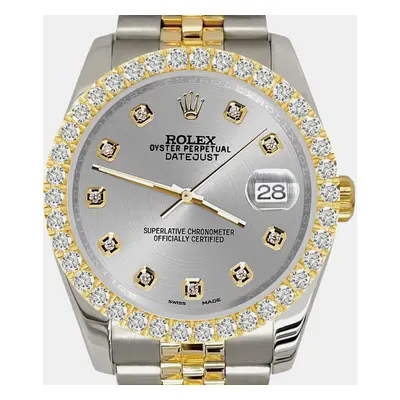 Rolex datejust 3.05ct diamond bezel gray dial jubilee Wristwatch