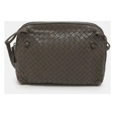 Bottega Veneta Grey Intrecciato Leather Nodini Crossbody Bag