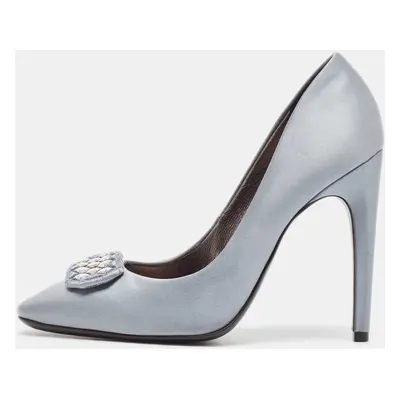 Bottega Veneta Grey Satin Embellished Pumps Size