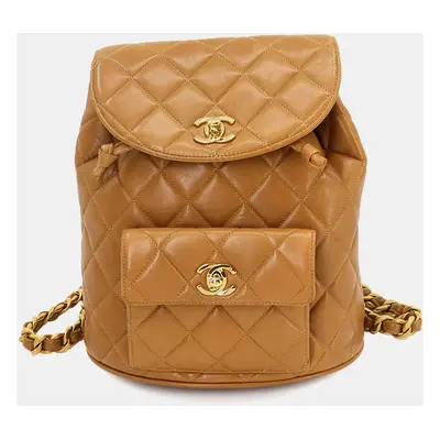 Chanel Leather Light Brown Duma Matelasse Chain Backpack