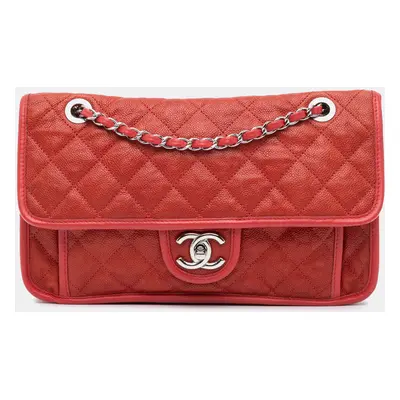 Chanel Red Medium Caviar French Riviera Flap Bag