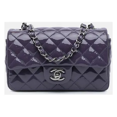 Chanel Purple Mini Rectangular Classic Patent Single Flap Bag