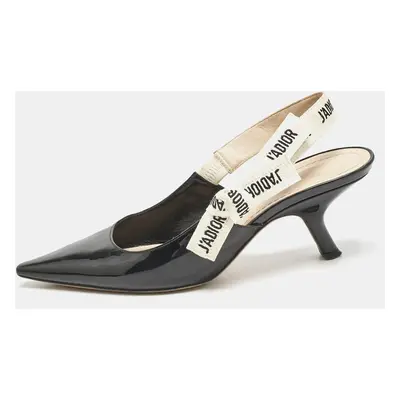 Dior Black Patent Leather J'adior Slingback Pumps Size 37.5