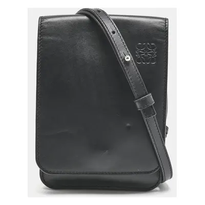 Loewe Black Leather Gusset Crossbody Bag