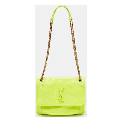 Saint Laurent Neon Green Leather Baby Niki Shoulder Bag