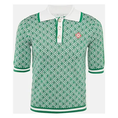 Casablanca Green Logo Lurex Jacquard Polo T-Shirt