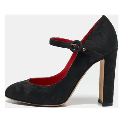 Dolce & Gabbana Black Canvas Block Heel Mary Jane Pumps Size