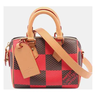 Louis Vuitton Red Damier Leather Pop Speedy Bandouliere Boston Bag