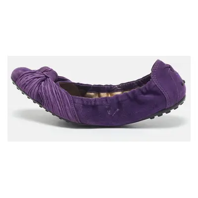 Tod's Purple Satin and Suede Scrunch Ballet Flats Size