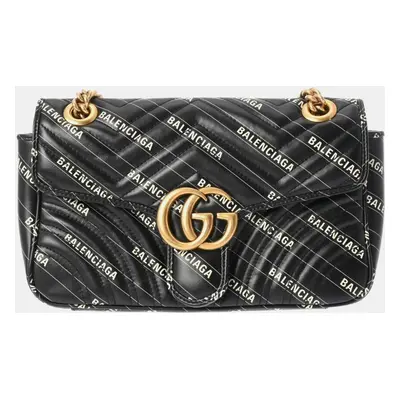 Gucci black leather GG Marmont chain shoulder bag