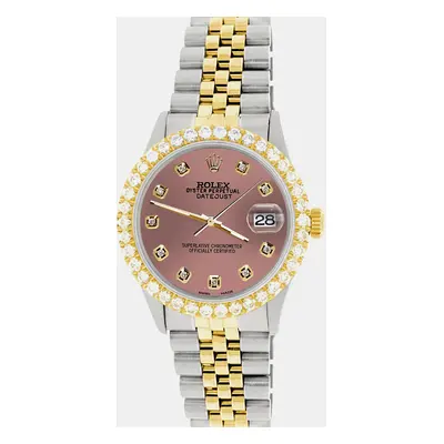 Rolex datejust Wristwatch 3.05ct diamond bezel salmon diamond dial