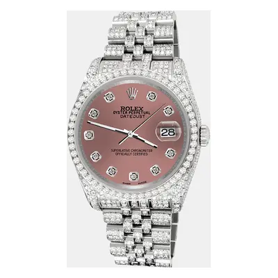 Rolex datejust pave 10.2ct iced diamond salmon jubilee Wristwatch