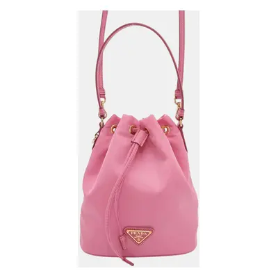 Prada Drawstring Bag Shoulder Bag Pink Nylon