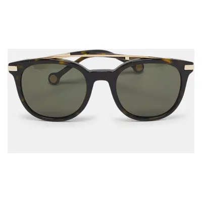 Carolina Herrera Black Tortoise Shell Effect Gold Tone SHE690 Cat Eye Sunglasses